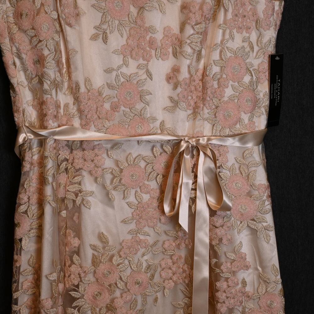 NEW Tahari Women's 14 Arthur S. Levine Champagne Petal Floral Dress NWT - Picture 3 of 10
